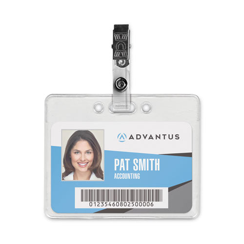 Image of Advantus Badge Straps With Clips, 0.38" X 2.75", Clear, 100/box