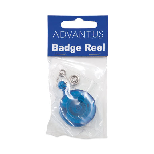 Image of Advantus Translucent Retractable ID Card Reel, 30" Extension, Blue, 12/Pack