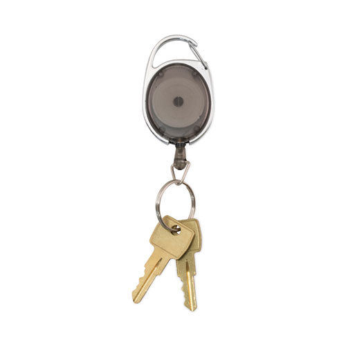 Image of Advantus Carabiner-Style Retractable Id Card Reel, 30" Extension, Smoke, 6/pack