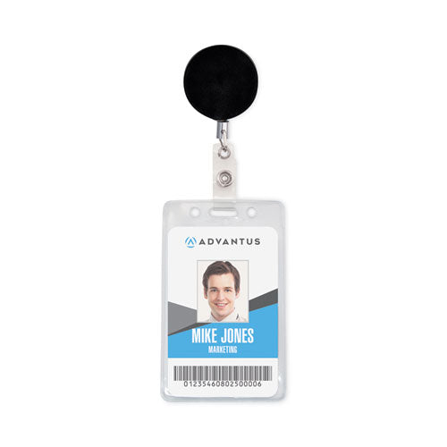 Image of Advantus Premier Heavy-Duty Retractable ID Card Reel, 24" Extension, Black/Silver, 12/Box