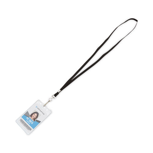 Image of Advantus Deluxe Lanyards, Metal J-Hook Fastener, 36" Long, Black, 24/Box