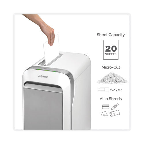 Image of Fellowes® Powershred LX220 Micro-Cut Shredder, 20 Manual Sheet Capacity, White