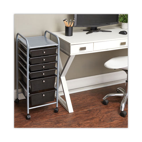 Image of Advantus Portable Drawer Organizer, Metal, 1 Shelf, 6 Drawers, 13" x 15.38" x 32.13", Matte Gray/Smoke