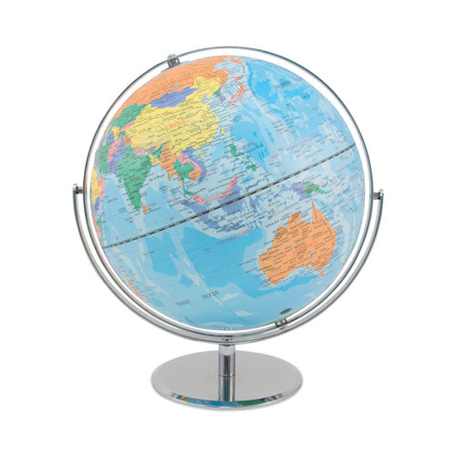 Image of Advantus 12-Inch Globe with Blue Oceans, Silver-Toned Metal Desktop Base, Full-Meridian