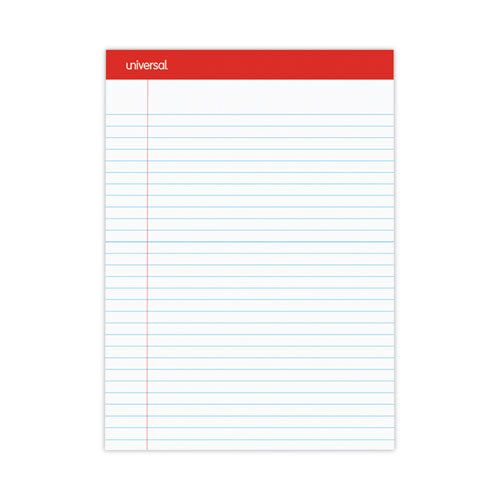 Image of Universal® Perforated Ruled Writing Pads, Wide/legal Rule, Red Headband, 50 White 8.5 X 11.75 Sheets, Dozen