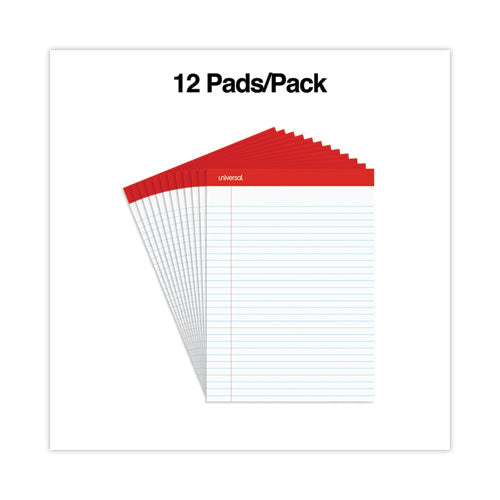 Image of Universal® Perforated Ruled Writing Pads, Wide/legal Rule, Red Headband, 50 White 8.5 X 11.75 Sheets, Dozen