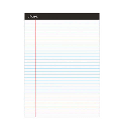 Image of Universal® Premium Ruled Writing Pads With Heavy-Duty Back, Wide/legal Rule, Black Headband, 50 White 8.5 X 11 Sheets, 6/pack