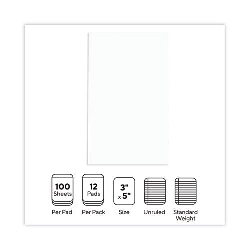 Image of Universal® Scratch Pads, Unruled, 3 x 5, White, 100 Sheets, 12/Pack