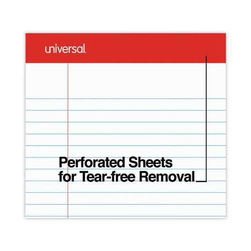 Image of Universal® Perforated Ruled Writing Pads, Wide/legal Rule, Red Headband, 50 White 8.5 X 14 Sheets, Dozen