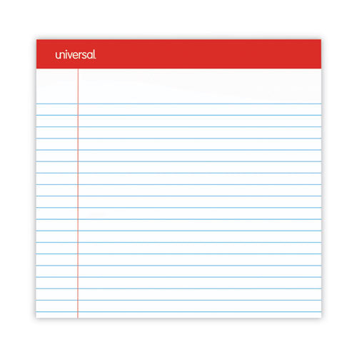 Image of Universal® Perforated Ruled Writing Pads, Wide/legal Rule, Red Headband, 50 White 8.5 X 14 Sheets, Dozen