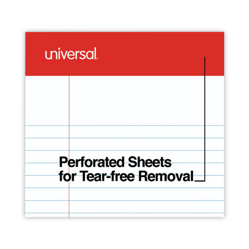Image of Universal® Perforated Ruled Writing Pads, Narrow Rule, Red Headband, 50 White 5 X 8 Sheets, Dozen