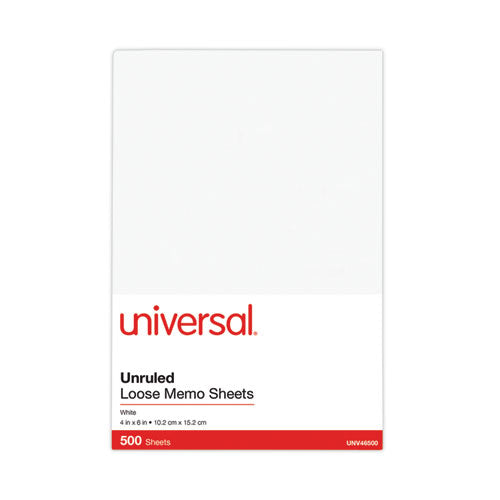 Image of Universal® Loose White Memo Sheets, 4 X 6, Unruled, Plain White, 500/pack