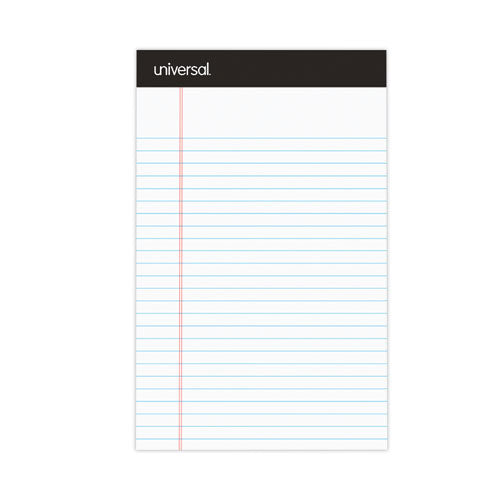 Image of Universal® Premium Ruled Writing Pads With Heavy-Duty Back, Narrow Rule, Black Headband, 50 White 5 X 8 Sheets, 12/pack