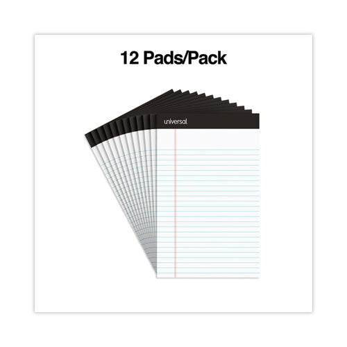 Image of Universal® Premium Ruled Writing Pads With Heavy-Duty Back, Narrow Rule, Black Headband, 50 White 5 X 8 Sheets, 12/pack