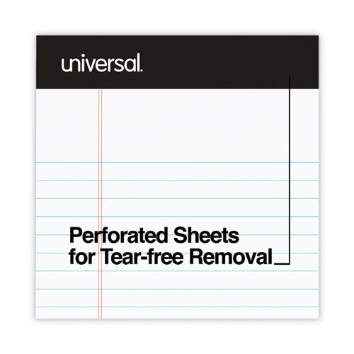 Image of Universal® Premium Ruled Writing Pads With Heavy-Duty Back, Narrow Rule, Black Headband, 50 White 5 X 8 Sheets, 12/pack