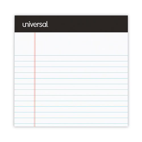 Image of Universal® Premium Ruled Writing Pads With Heavy-Duty Back, Narrow Rule, Black Headband, 50 White 5 X 8 Sheets, 12/pack