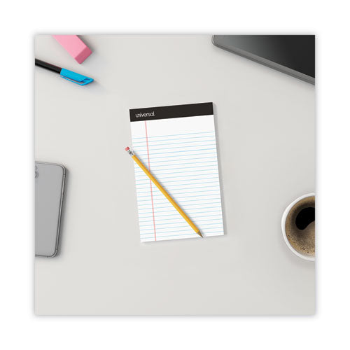 Image of Universal® Premium Ruled Writing Pads With Heavy-Duty Back, Narrow Rule, Black Headband, 50 White 5 X 8 Sheets, 12/pack