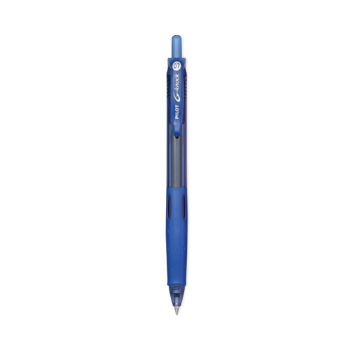 Image of Pilot® G-Knock BeGreen Gel Pen, Retractable, Fine 0.7 mm, Blue Ink, Translucent Blue/Blue Barrel, Dozen