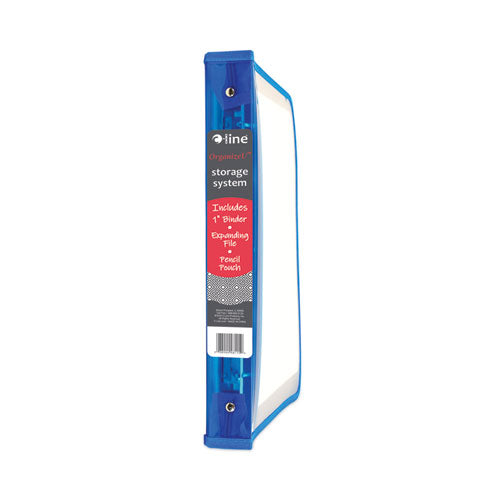Image of C-Line® Zippered Binder with Expanding File, 2" Expansion, 7 Sections, Zipper Closure, 1/6-Cut Tabs, Letter Size, Bright Blue