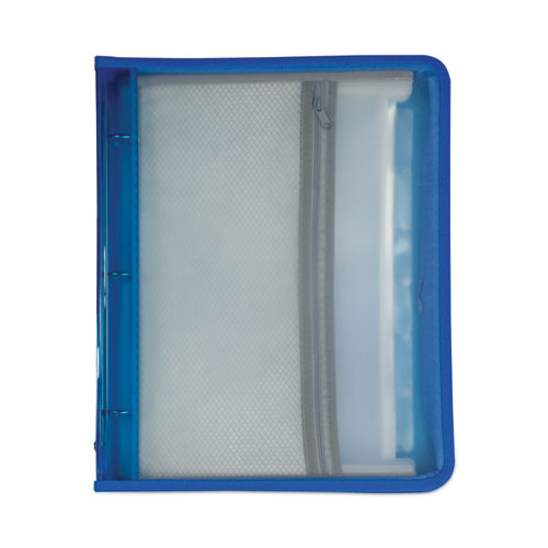 Image of C-Line® Zippered Binder with Expanding File, 2" Expansion, 7 Sections, Zipper Closure, 1/6-Cut Tabs, Letter Size, Bright Blue