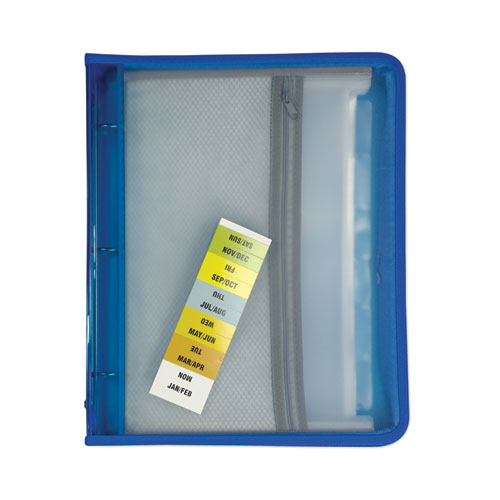 Image of C-Line® Zippered Binder with Expanding File, 2" Expansion, 7 Sections, Zipper Closure, 1/6-Cut Tabs, Letter Size, Bright Blue