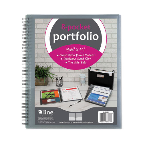 Image of C-Line® Eight-Pocket Portfolio, Polypropylene, 8.5 X 11, Smoke/smoke