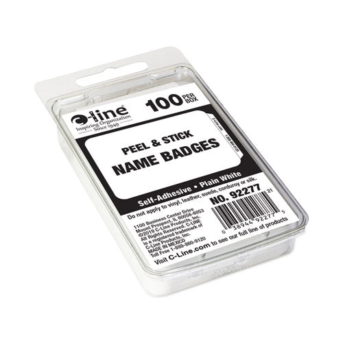 Image of C-Line® Self-Adhesive Name Badges, 3.5 X 2.25, White, 100/box