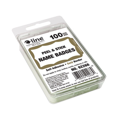 Image of C-Line® Self-Adhesive Name Badges, 3.5 X 2.25, Gold, 100/box