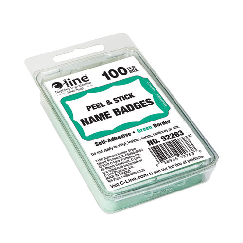 Image of C-Line® Self-Adhesive Name Badges, 3.5 X 2.25, Green, 100/box