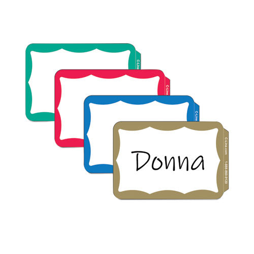 Image of C-Line® Self-Adhesive Name Badges, 3.5 X 2.25, Green, 100/box