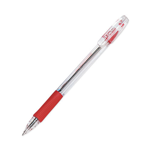 Image of Pilot® EasyTouch Ballpoint Pen, Stick, Medium 1 mm, Red Ink, Clear/Red Barrel, Dozen