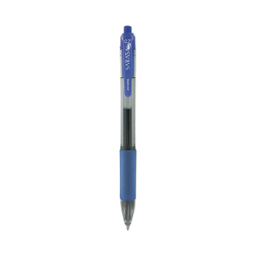 Image of Zebra® Sarasa Dry Gel X20 Gel Pen, Retractable, Medium 0.7 mm, Blue Ink, Clear/Blue Barrel, 36/Pack