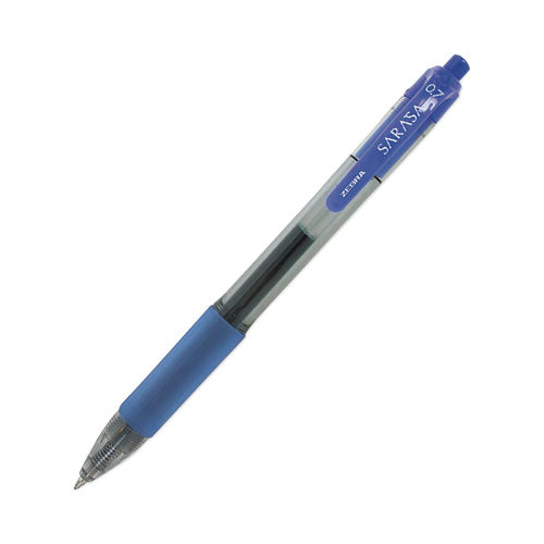 Image of Zebra® Sarasa Dry Gel X20 Gel Pen, Retractable, Medium 0.7 mm, Blue Ink, Clear/Blue Barrel, 36/Pack