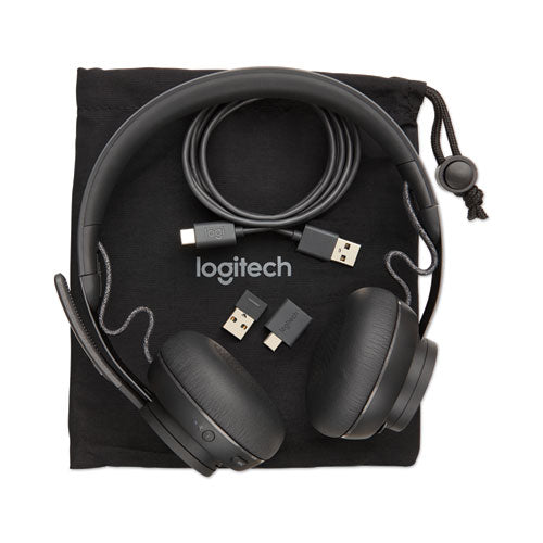 Image of Logitech® Zone Wireless Plus UC Binaural Over The Head Headset, Black