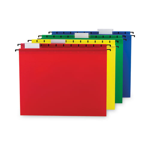 Image of Smead Poly Hanging Folders, Letter Size, 1/5-Cut Tabs, Assorted Colors, 12/Pack