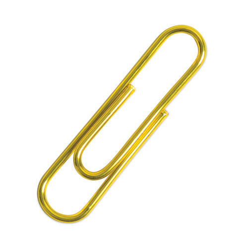 Image of U Brands Paper Clips, Medium, Vinyl-Coated, Gold, 200 Clips/Box, 5 Boxes/Pack