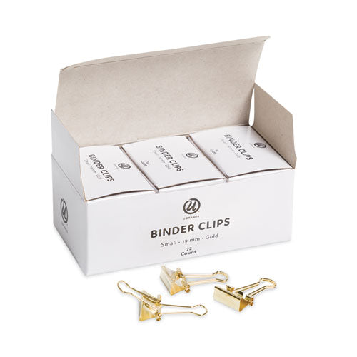 Image of U Brands Binder Clips, Small, Gold, 72/Pack