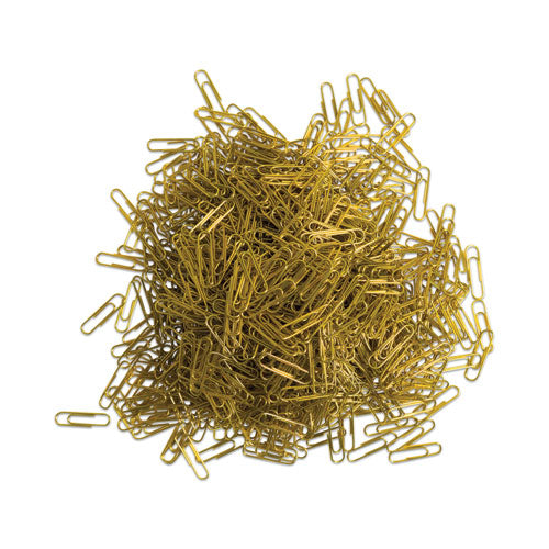 Image of U Brands Paper Clips, Medium, Vinyl-Coated, Gold, 200 Clips/Box, 5 Boxes/Pack