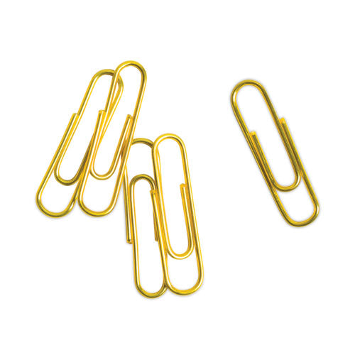 Image of U Brands Paper Clips, Medium, Vinyl-Coated, Gold, 200 Clips/Box, 5 Boxes/Pack