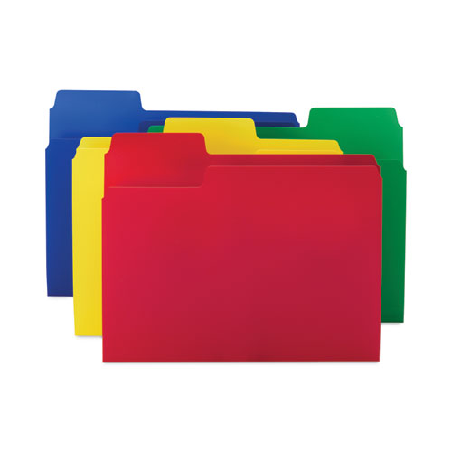 Image of Smead SuperTab Top Tab File Folders, 1/3-Cut Tabs: Assorted, Letter Size, 0.75" Expansion, Polypropylene, 12/Pack