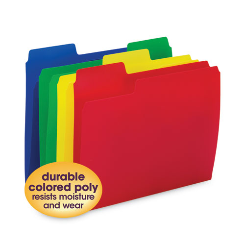 Image of Smead SuperTab Top Tab File Folders, 1/3-Cut Tabs: Assorted, Letter Size, 0.75" Expansion, Polypropylene, 12/Pack