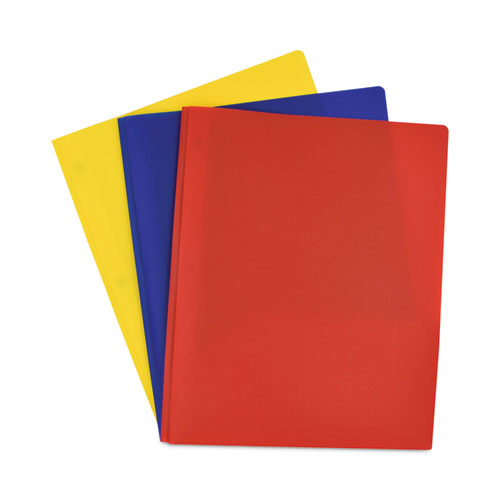 Image of Smead Poly Two-Pocket Folder with Fasteners, 130-Sheet Capacity, 11 x 8.5, Assorted, 6/Pack