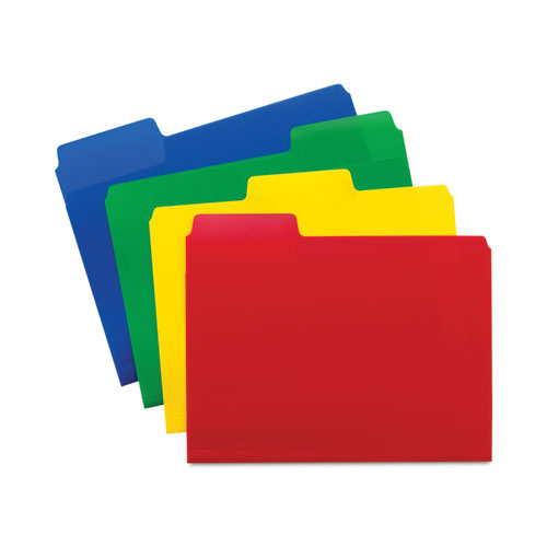 Image of Smead SuperTab Top Tab File Folders, 1/3-Cut Tabs: Assorted, Letter Size, 0.75" Expansion, Polypropylene, 12/Pack