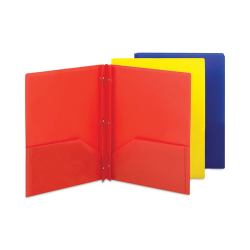 Image of Smead Poly Two-Pocket Folder with Fasteners, 130-Sheet Capacity, 11 x 8.5, Assorted, 6/Pack
