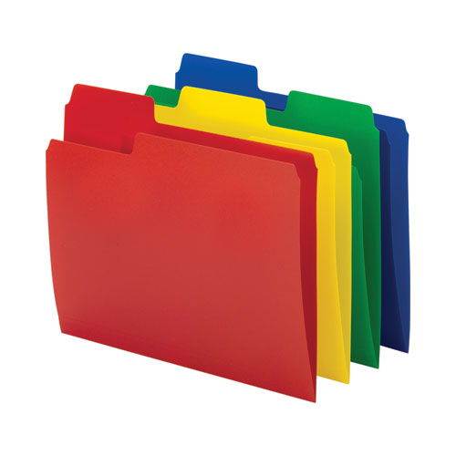 Image of Smead SuperTab Top Tab File Folders, 1/3-Cut Tabs: Assorted, Letter Size, 0.75" Expansion, Polypropylene, 12/Pack