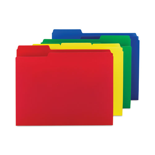 Image of Smead Top Tab Poly Colored File Folders, 1/3-Cut Tabs: Assorted, Letter Size, 0.75" Expansion, Assorted Colors,12/Pack