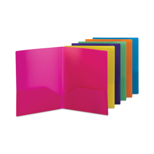 Image of Smead Poly Two-Pocket Folders, 100-Sheet Capacity, 11 x 8.5, Assorted, 6/Pack