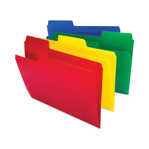 Image of Smead SuperTab Top Tab File Folders, 1/3-Cut Tabs: Assorted, Letter Size, 0.75" Expansion, Polypropylene, 12/Pack