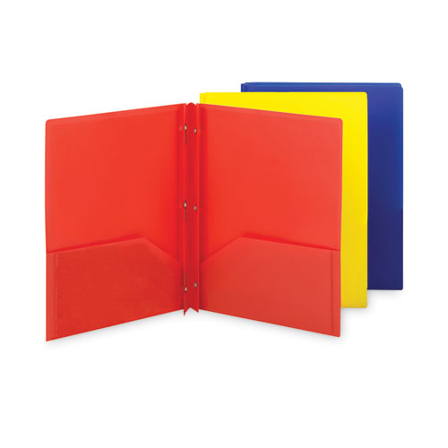 Image of Smead Poly Two-Pocket Folder with Fasteners, 130-Sheet Capacity, 11 x 8.5, Assorted, 6/Pack