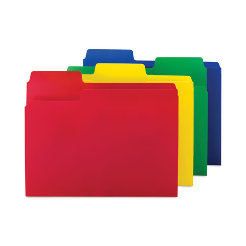 Image of Smead SuperTab Top Tab File Folders, 1/3-Cut Tabs: Assorted, Letter Size, 0.75" Expansion, Polypropylene, 12/Pack